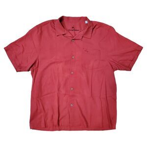 TOMMY BAHAMA Shirt Mens XL Red Hawaiian Button Down Casual Travel Vacation